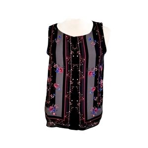 Elle Black Floral Front Cut Top